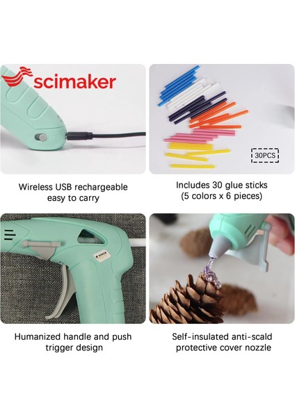 Pembe 1 Scımaker Akülü Sıcak Tutkal Tabancası 7mm Çubuk Tutkal Kablosuz Tutkal Tabancası Tamir Ev Dıy Araçları Çocuk Hediyeler 2200 Mah 90 Dakika Kullanım Süresi (Yurt Dışından)