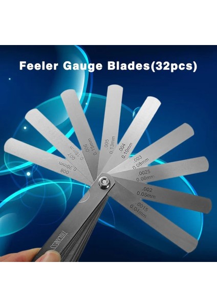 Gümüş 32 Bıçak Evrensel Metrik ve Emperyal Kalınlık Ölçer Seti Itici Vana Paslanmaz Çelik Feeler Göstergeleri Boşluk Ölçme Aracı (Yurt Dışından) fırsatları