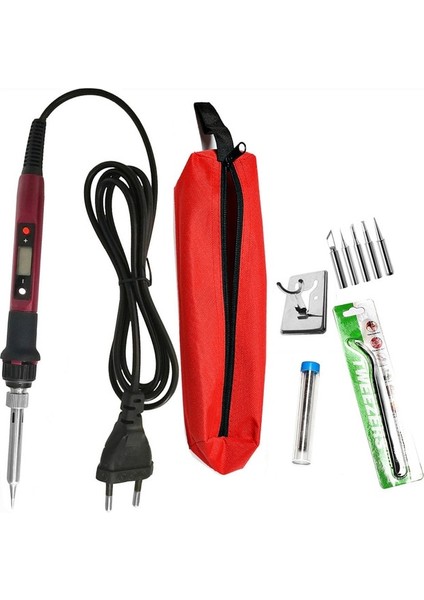 80W Mor Çantalı 110V, Ab 80W Dijital Elektrikli Havya Seti Set Sıcaklığı Ayarlanabilir 220V 110V Kaynak Aleti Seramik Isıtıcı Lehimleme Ipuçları Rework (Yurt Dışından)