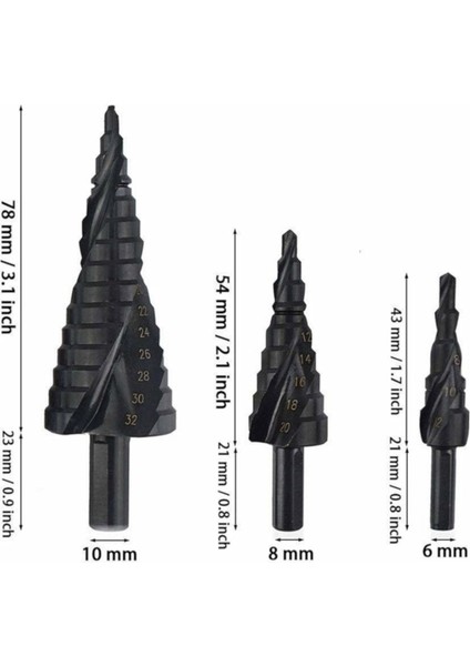 3 Adet Hiçbir Kutu Esplb 3 Adet Hss Kobalt Adım Matkap Ucu 4-32 mm Yüksek Hız Çelik Azot Spiral Üçgen Shank Matkap Ucu Seti Metal Koni Için (Yurt Dışından)