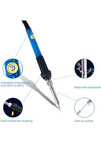 Beyaz 60W, Ab, Kaynak Uçlu 60W Mini Havya Ayarlanabilir Sıcaklık Elektrikli Havya Profesyonel Taşınabilir Saplı Isı Kalem Kaynak Onarım Aracı (Yurt Dışından) indirimleri
