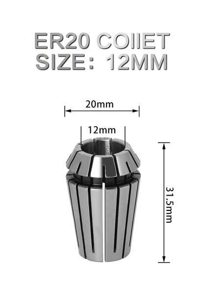 ER20-12 1/4 "8mm 1/2" Shank Er Yönlendirici Bit Uzatma Çubuğu Collet Oyma Makinesi Uzatma Freze Kesici Ahşap (Yurt Dışından)