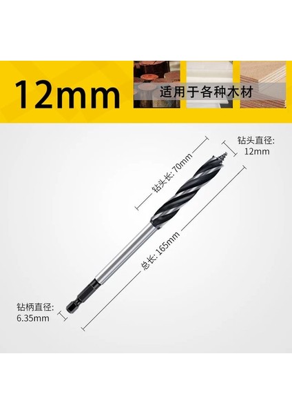 12X70X6.35X165 Ahşap Kesici Büküm Matkap Ucu 10-35MM Hex Shank Ahşap Delik Kesici 4 Flüt Burgu Marangoz Matkap Ucu Çekirdek Matkap Ucu Cnc Ahşap Kesıcı (Yurt Dışından)
