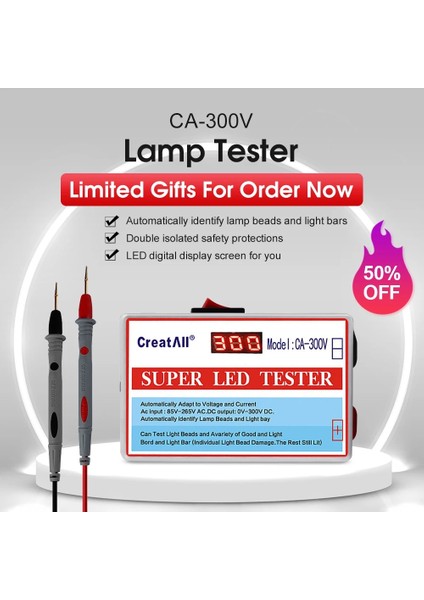 Kırmızı Abd Plug CA-300V LED Test Cihazı LED Lamba Tv Arka Işık Test Cihazı Çok Amaçlı LED Şeritler Boncuk Test Aracı LED Işık Için Ölçüm Aletleri (Yurt Dışından) indirimleri