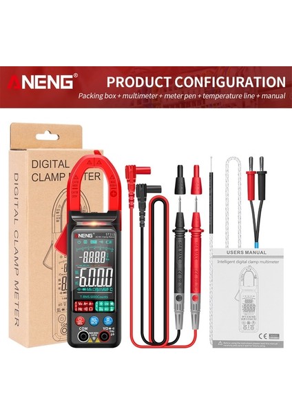 ST212 Kırmızı Kutu ile Aneng ST212 Dijital Pens Metre 6000 Sayım Dc/ac Akım 400A Amp Multimetre Büyük Renkli Ekran Gerilim Test Cihazı Araba Hz Ncv Ohm (Yurt Dışından)