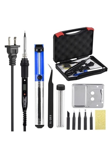 Siyah 80W 220V, Abd Jcd Havya Kiti LCD Ayarlanabilir Sıcaklık 110V 220V 80W Lehimleme Tamir Araçları Lehim Demir Uçları Teller Pompa Isıtıcı Standı (Yurt Dışından)