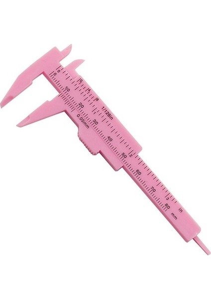 Pembe 0-80MM Sürmeli Kumpaslar Plastik Takı Ölçüm Sergi Hediye Çift Ölçekli Cetvel Sürgülü Kaliper Ölçer Ölçü Aracı (Yurt Dışından)