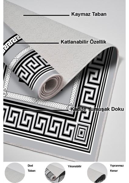 Dijital Mutfak Halısı Trend Keçe Kaymaz Taban Modern Carmel Gri indirimleri