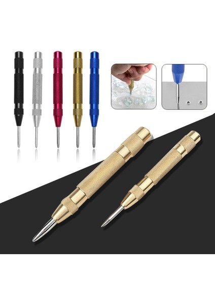 Gümüş Çok Fonksiyonlu 5 Inç Otomatik Merkez Pimi Yaylı Mark Merkezi Punch Aracı Ahşap Girinti Mark Ağaç Işleme Aleti Bit (Yurt Dışından) fırsatları