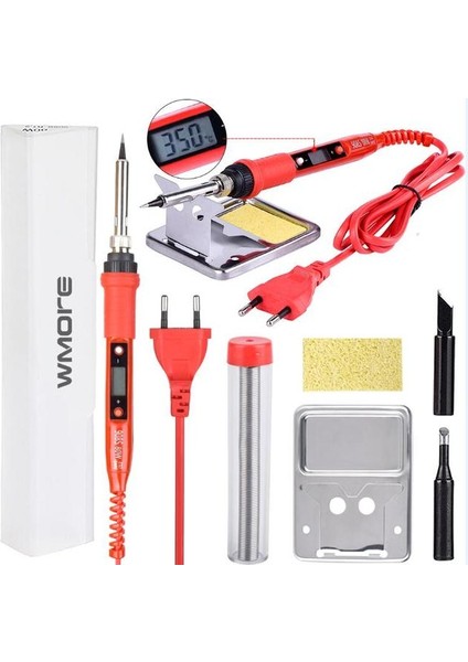 Kırmızı 80W 110V, Ab Jcd 80W Elektrikli Havya LCD Sıcaklığı Ayarlanabilir 110V 220V Kaynak Lehim Rework Istasyonu Havya Standı Ucu Kitleri (Yurt Dışından)