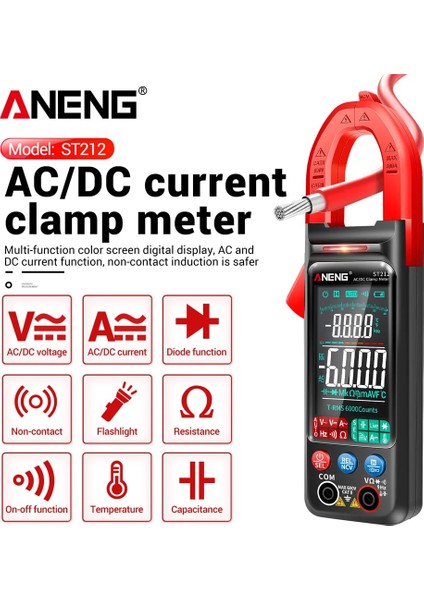 Siyah Aneng ST212 Pens Metre Dijital Kelepçe Multimetre 6000 Sayım Akıllı Ac Dc Voltmetre 400A Ampermetre Otomatik Aralığı Va Renkli Ekran (Yurt Dışından) fiyatları