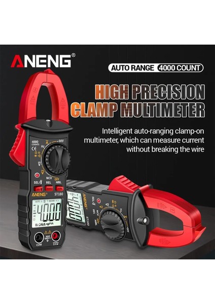 Kırmızı Aneng Dijital Pens Metre 4000 Sayım Ac Akım Multimetre Ampermetre Gerilim Test Cihazı Araba Hz Kapasite Ncv Ohm Testi ST180 (Yurt Dışından) fırsatları