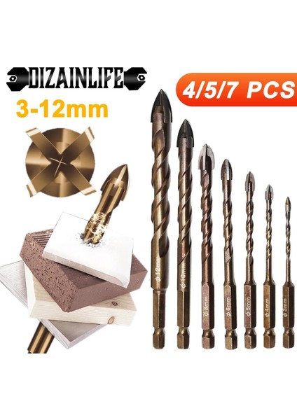 Kahverengi 3 4 5 6mm Dızaınlıfe 3-12MM Çapraz Hex Kiremit Matkap Uçları Seti Cam Seramik Beton Delik Açıcı Tuğla Sert Alaşım Üçgen Bit Araç Kiti (Yurt Dışından) indirimleri