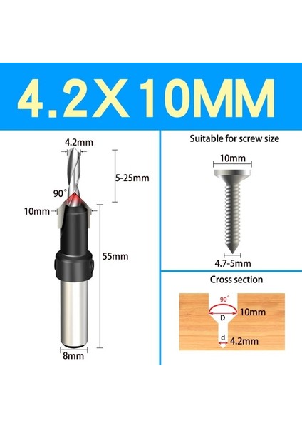 4.2X10 5 Adet DIA.6-14MM Havşa Matkap Ağaç Işleme Matkap Ucu Sondaj Pilot Delikler Vida Karşı Delik Matkap Vida Havşa 8 mm Shank (Yurt Dışından)
