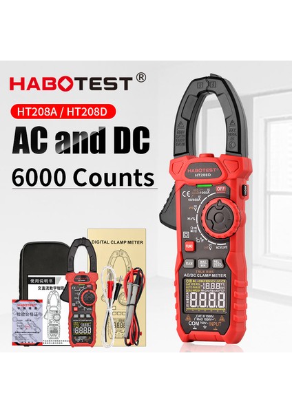 T200B Kapasite Habotest HT206 Pense Ampermetre Amperometrik Pens Metre Profesyonel Dijital Multimetre Otomotiv Test Cihazı 600A Ac Dc Amp Metre (Yurt Dışından) modelleri