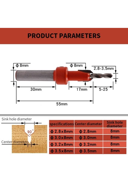 3.2X8MM 8mm Yuvarlak Şaft Hss Ağaç Işleme Havşa Yönlendirici Bit Vida Extractor Remon Yıkım Ağaç Işleme Freze Kesicisi Ucu Araçları (Yurt Dışından)