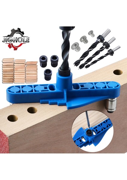 01 Takım Ağaç Işleme Cep Delik Jig 6/8/10MM Kendinden Merkezleme Scriber Dübelleme Jig Matkap Kılavuzu Bulucu Delik Zımba Marangozluk Aracı Bulucu (Yurt Dışından)