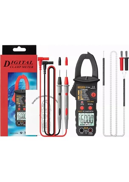 Siyah Aneng ST184 Kelepçe Multimetre Dijital Metre 6000 Sayım Profesyonel True Rms Ac/dc Gerilim Akım Test Cihazı Hz Kapasite Ohm (Yurt Dışından)