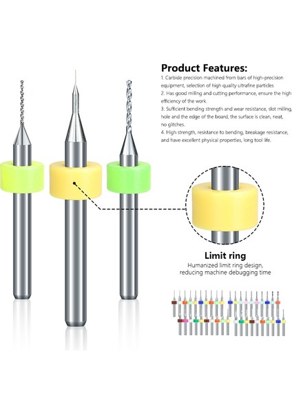 10 Adet 1.7mm Xcan 10 Adet 1.1mm-2.0mm Ithalat Karbür Pcb Matkap Uçları Baskı Devre Mini Cnc Delme Ucu Seti (Yurt Dışından)
