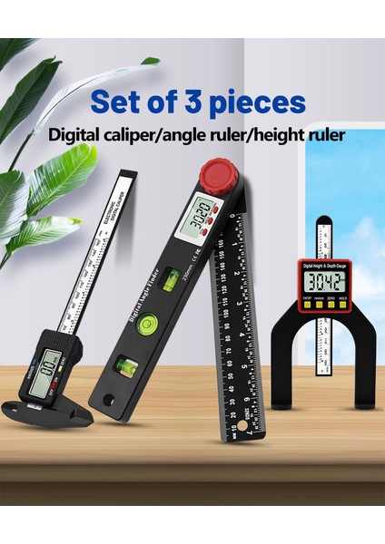1 Adet Derinlik Ölçer 3 Parça Set Dijital Kumpas Seviye ve Açı Cetvel Yükseklik Cetvel Derinlik Cetvel Çok Fonksiyonlu Ölçme Aracı Ağaç Işleme Aleti (Yurt Dışından) fiyatları