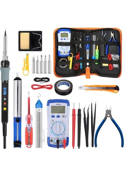 90W Kiti Ab 220V 60W/80W/90W Elektrikli Havya Multimetre Sıcaklık Sökme Pompası Kaynak Aracı ile 5 Adet Lehimleme Ipuçları Aracı (Yurt Dışından) fırsatları