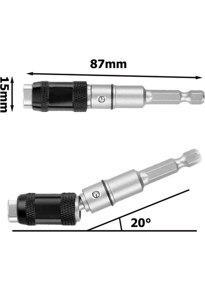 Gümüş Set Manyetik Pivot Matkap Ucu 1/4 "döner Manyetik Vida Matkap Ucu Ucu Tutucu Tornavida Ağaç Işleme Aleti Kılavuz Ucu Uzatma Çubuğu (Yurt Dışından)