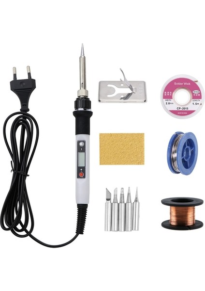 Beyaz Set-3 220V Ab Tak 80W Elektrikli Havya LCD Ayarlanabilir Sıcaklık 220V/110V Lehimleme Aracı Lehimleme Onarım Cep Telefonu Kiti (Yurt Dışından)