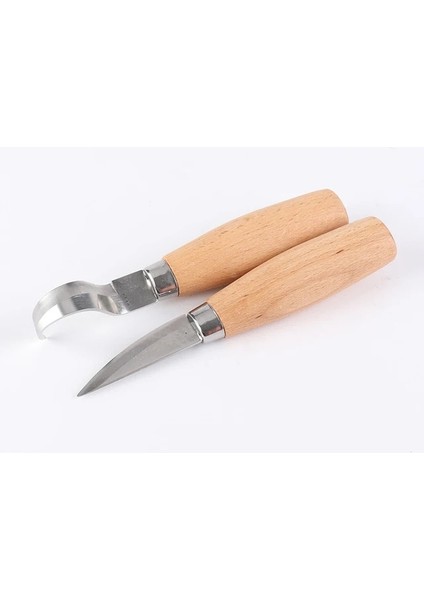 2 Parçalı Set 2 Parçalı Set Kayın Oval Saplı Pala Düz Bıçak Ahşap Oyma El Keski El Aracı Kaşık Ahşap Oyma Bıçağı (Yurt Dışından)