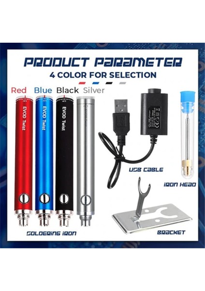 Kırmızı USB Havya Seti 5 V Kablosuz Şarj Edilebilir Havya 510 Arayüzü Açık Taşınabilir Ev Kaynak Lehim Onarım Araçları (Yurt Dışından)