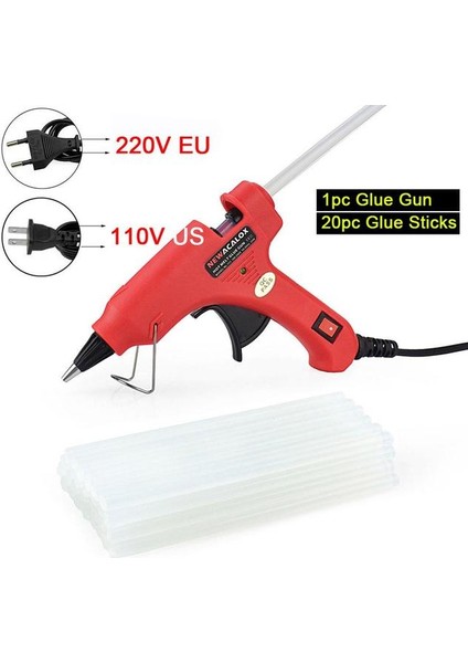 Kırmızı 20 Tutkal Tabancası 20W, Ab Newacalox 20W 220V Sıcak Tutkal Tabancası ile 20 Adet 7mm Tutkal Çubukları Endüstriyel Mini Tabancalar Termo Tutkal Tabancası Isı Sıcaklığı Aracı (Yurt Dışından)