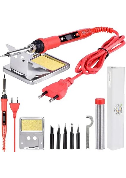 Mavi 80W 220V,AB, Kaynak Uçlu Jcd 908S Elektrikli Havya LCD Dijital Ekran Ayarlanabilir Sıcaklık 80W 220V/110V Lehim Istasyonu Kaynak Tamir Aleti Seti (Yurt Dışından)