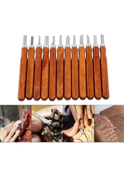 Yeni 12 Adet Ahşap Oyma Keskiler Araçları Ahşap Oyma Ağaç Işleme Gravür Zeytin Oyma Bıçağı El Yapımı Bıçak Aracı Seti (Yurt Dışından)