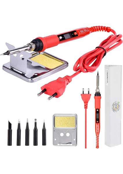 Turuncu 80W 220V, Ab Jcd Havya Kitleri 80W Ayarlanabilir Sıcaklık 220V LCD Dijital Ekran Isıtıcı Lehimleme Ipuçları Lehim Sökme Pompası Kaynak Araçları (Yurt Dışından)