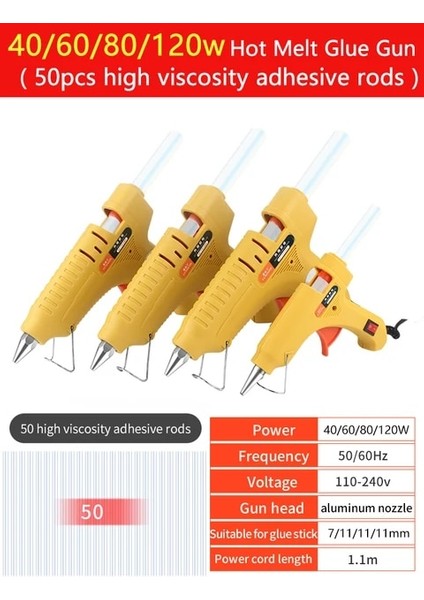 C Set 3 120W, Ingiltere Luxıanzı 40W/60W/80W/120W Sıcak Tutkal Tabancası Seti 7/11MM Tutkal Çubukları Yüksek Sıcaklık Elektrikli Isıtıcı Tamir Dıy Aracı Mini Tabancalar (Yurt Dışından)