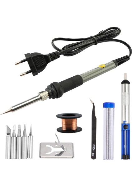 Siyah Set-2 220V Ab Tak 60W Elektrikli Havya Sıcaklığı Ayarlanabilir Dahili Isıtma Tipi Sabit Sıcaklık Havya 220V Kaynak Aleti (Yurt Dışından)