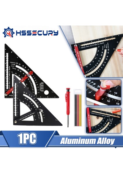 Siyah Set 3 Ağaç Işleme Alaşım Üçgen Cetvel Açı Inç Iletki Çok Açılı Konumlandırma Işaretleyici Marangoz Çizgi Cetvel Ölçme Ölçer (Yurt Dışından) fiyatları