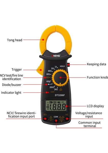 Sarı Aneng DT-3266F Dijital Amper Pens Metre Multimetre Direnç Kapasite Ohm Akım Gerilim Test Cihazı True Rms Voltmetre Ampermetre (Yurt Dışından) fırsatları