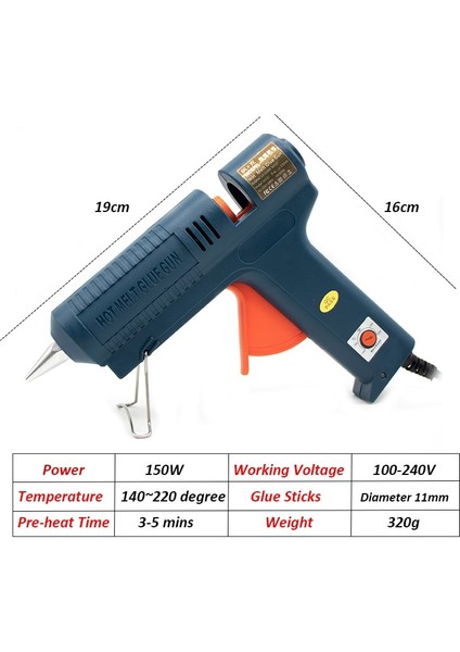 1.5X55MM 150W, Abd 150W 110-220V Sıcak Tutkal Tabancası Ayarlanabilir Sıcaklık Sıcak Tutkal Tabancası Için 11MM Tutkal Çubukları Ev Dıy Tamir El Aleti Tutkal Tabancası (Yurt Dışından) fiyatları