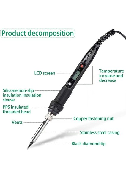 1.0mm Ab 220V Jcd Elektrikli Havya 80W LCD Dijital Ekran Ayarlanabilir Sıcaklık Havya Ipuçları 220V/110V Kaynak Lehim Araçları (Yurt Dışından) fırsatları