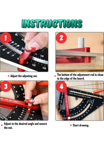 Siyah Alüminyum Alaşımlı Üçgen Cetvel Açı Metrik Iletki Çok Açılı Konumlandırma Işaretleyici Ağaç Işleme Hattı Cetvel Ölçme Ölçer (Yurt Dışından) modelleri