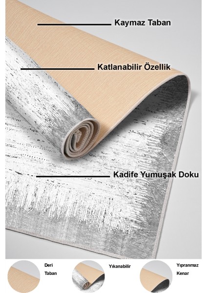 Dijital Mutfak Halısı Yıldız Deri Kaymaz Taban Modern Evelina Gri indirimleri