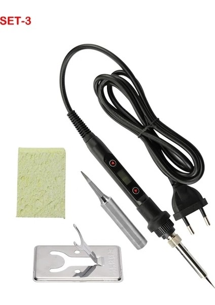 Siyah Set-3 220V Ab Tak 220V110V LCD Dijital Ekran Ayarlanabilir Sıcaklık 80W Elektrikli Havya Teneke Havya Kaynak Onarımı Elektrikli Aletler (Yurt Dışından)