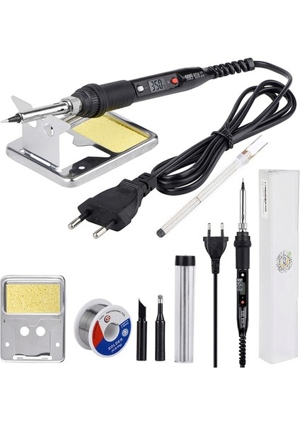 Yeşil 80W 220V,AB, Kaynak Uçlu Jcd 908S Elektrikli Havya LCD Dijital Ekran Ayarlanabilir Sıcaklık 80W 220V/110V Lehim Istasyonu Kaynak Tamir Aleti Seti (Yurt Dışından)