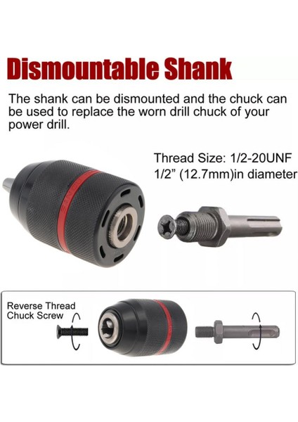 Gösterildiği Gibi 1/2-20UNF 1.5-13MM Anahtarsız Metal Matkap Chuck Adaptörü Kendinden Kilitlemeli Matkap Ucu Tutucu Elektrikli El Matkap Chuck Dönüştürücü Adaptör (Yurt Dışından) modelleri