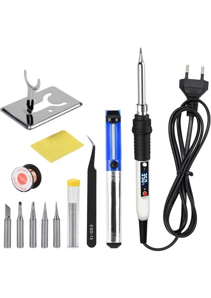 Beyaz 110V Us Plug, Kaynak Uçlu Jcd 80W Elektrikli Havya Seti Ayarlanabilir Sıcaklık 110V 220V LCD Kaynak Aleti Seramik Isıtıcı Havya ve Kalay Tel (Yurt Dışından)