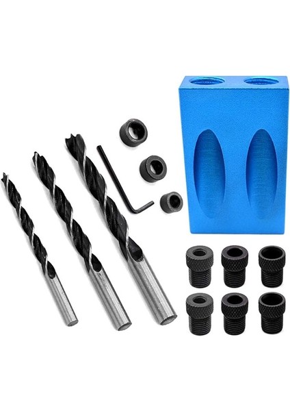 14 Adet Set Ağaç Işleme Eğik Cep Delik Bulucu Jig Kiti 15 Derece Açı Matkap Kılavuzu Seti Delik Zımba Dıy Marangozluk Araçları Matkap Uçları (Yurt Dışından)