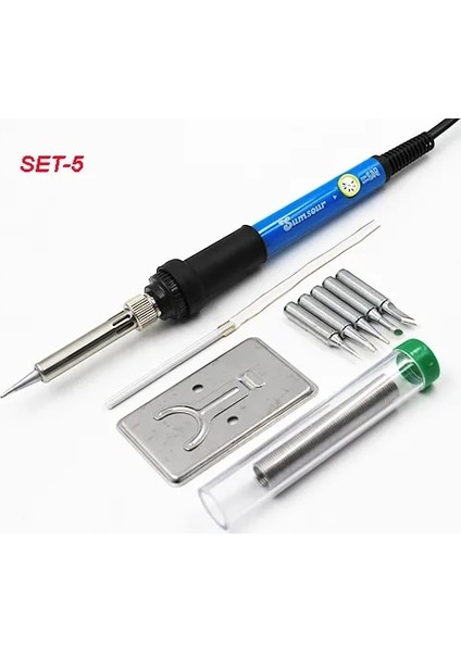 Set5 220V Ab Tak Versiyonu Ab Tak 60W 220V 110V Ayarlanabilir Sıcaklık Elektrikli Havya Kiti Ipuçları Lehim Sökme Pompası Standı Cımbız Lehim Teli Kutusu (Yurt Dışından)
