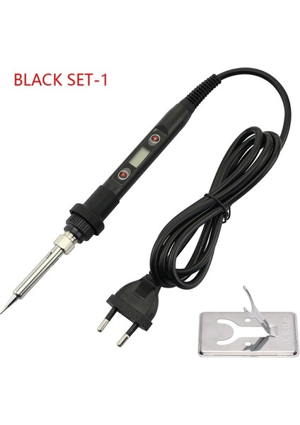 Black Set-1 110V Us Plug 80W LCD Elektrikli Havya Ayarlanabilir Sıcaklık Elektrikli Havya Lehimleme Onarım Aracı Kiti (Yurt Dışından)