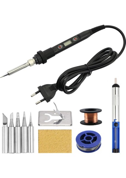 Black Set-1 110V Us Plug 80W LCD Elektrikli Havya Ayarlanabilir Sıcaklık Elektrikli Havya Lehimleme Onarım Aracı Kiti (Yurt Dışından) indirimleri