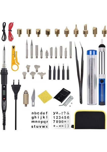 908S Kit 3 80W 110V, Abd Jcd 80W Gravür Kalemi Elektrikli Havya Ahşap Yakma Kiti Flipping Kelime Kabartma Pirografi Aracı Zanaat 28PC Ipucu Seti 908S (Yurt Dışından)